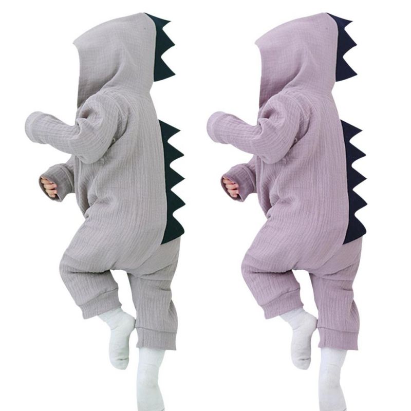 Dinosaur Baby Boy Girl Rompers Solid Purple Gray Rompers warm spring autumn cotton romper Playsuit Clothes