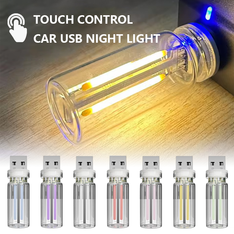Bil usb natlampe touch control glødelampe atmosfære lys dekorativ bærbar belysning plug play led glødelampe pære