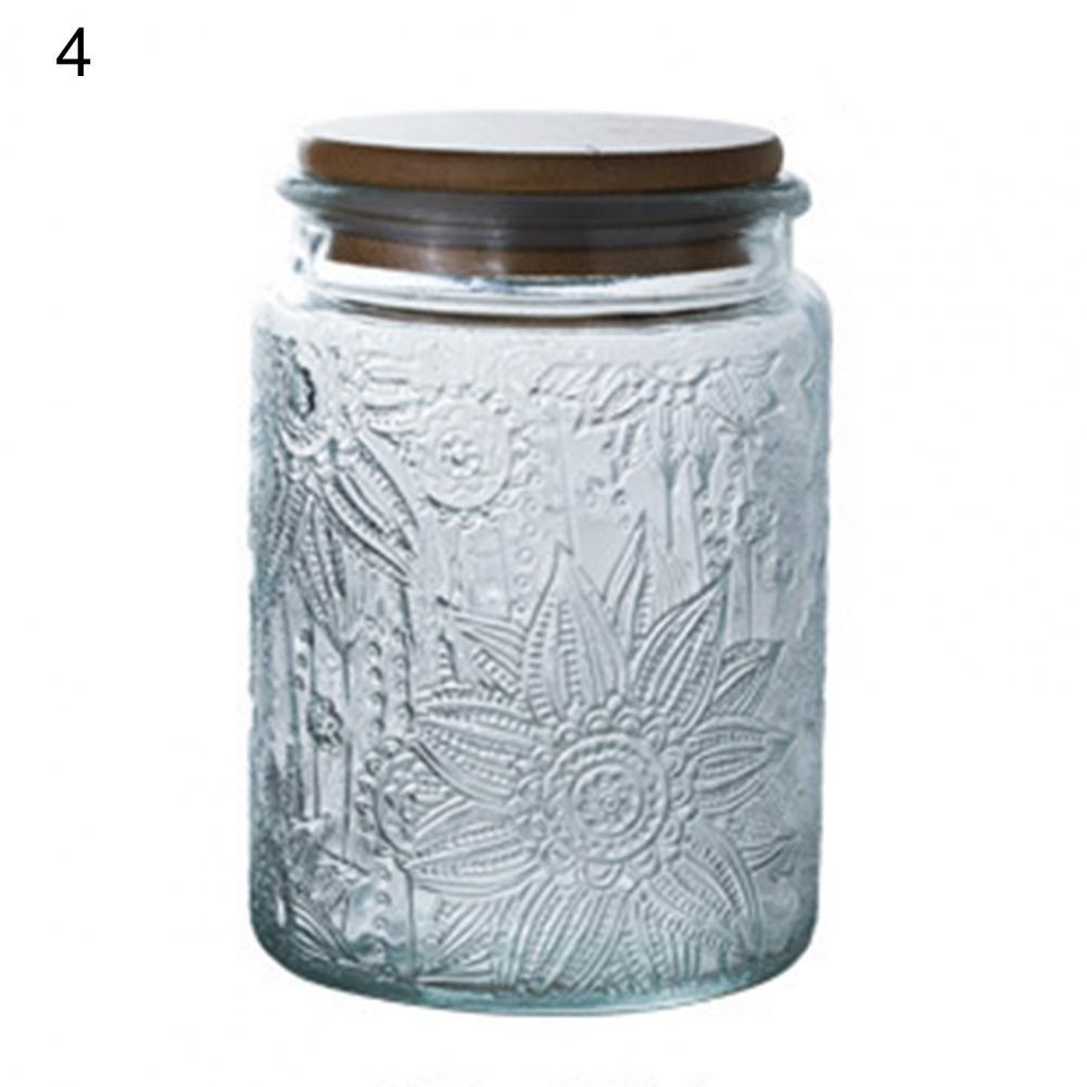700ml Glass Sealed Jar Kitchen Storage Container Mason Jars with Wood Lid Glass Jar Clear Pasta Airtight Canister Food Storage: 4