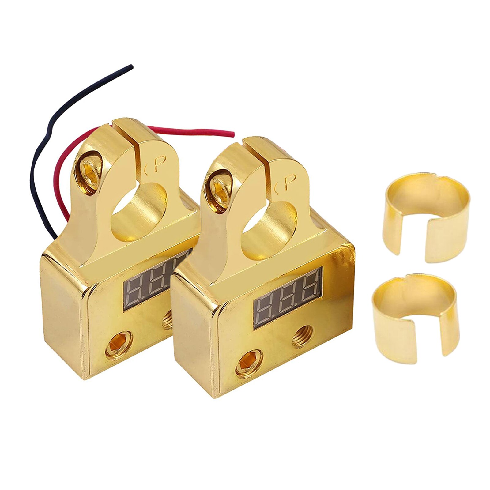 2pcs 0/4/8 or 10 Gauge Battery Terminals with Shims Car Battery Terminal Connectors Kit for Car Truck Boat Motorcycle RV: golden