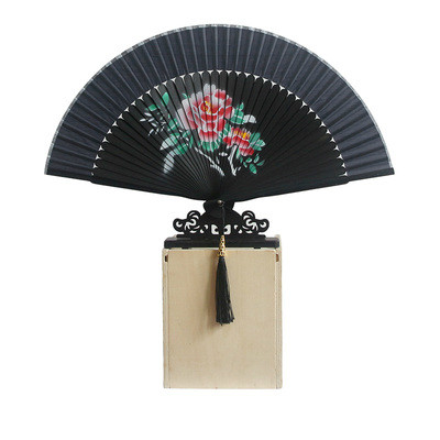 Abanico de baile Para mujer, ventilador de seda de bambú, Cheongsam chino, Hanfu, clásico, portátil, Para Boda, Verano