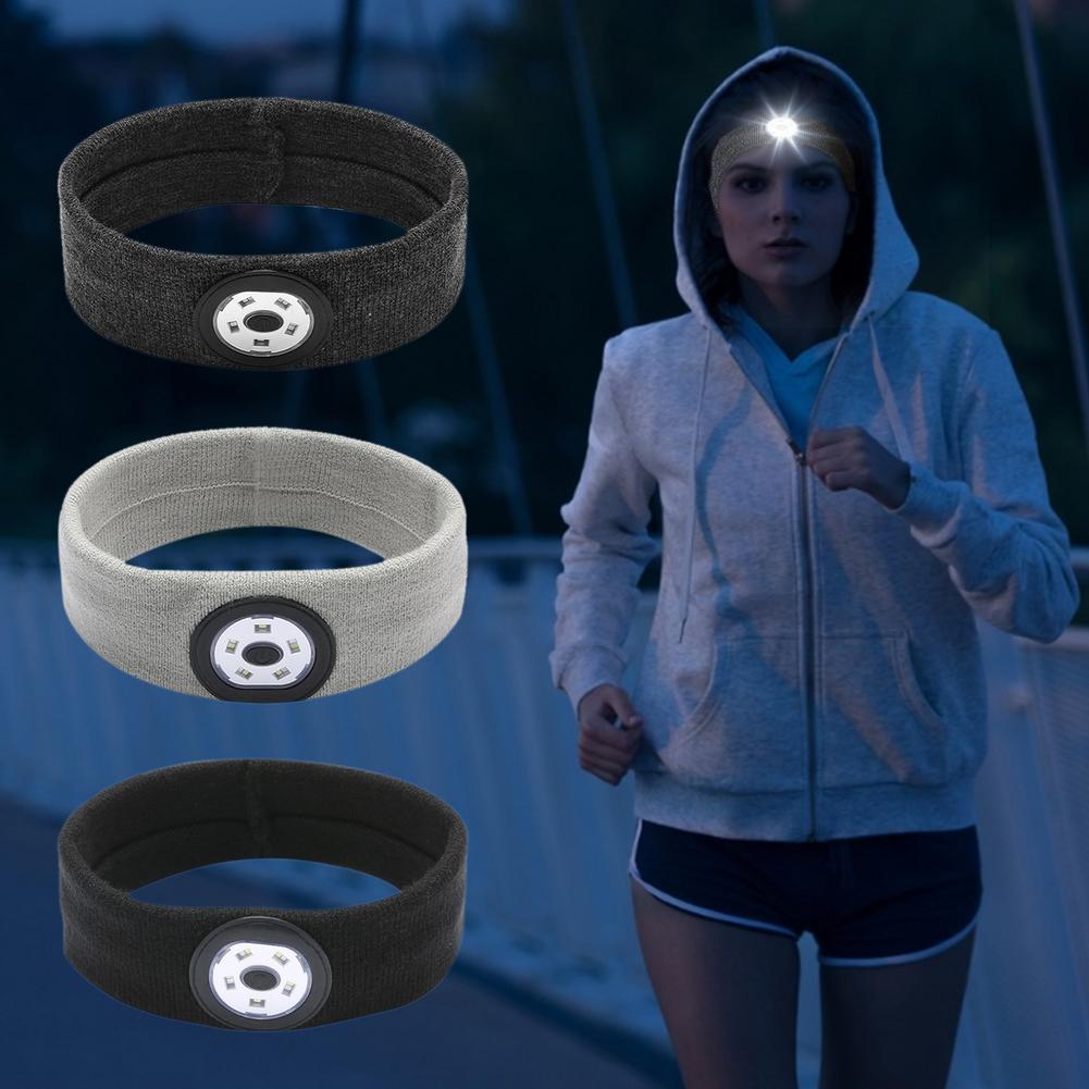 Sport Led Hoofdband Usb Opladen Licht Up Zweetband Unisex Outdoor Hoed Led Verlichting Voor Fietsen En Lopen 'S Nachts