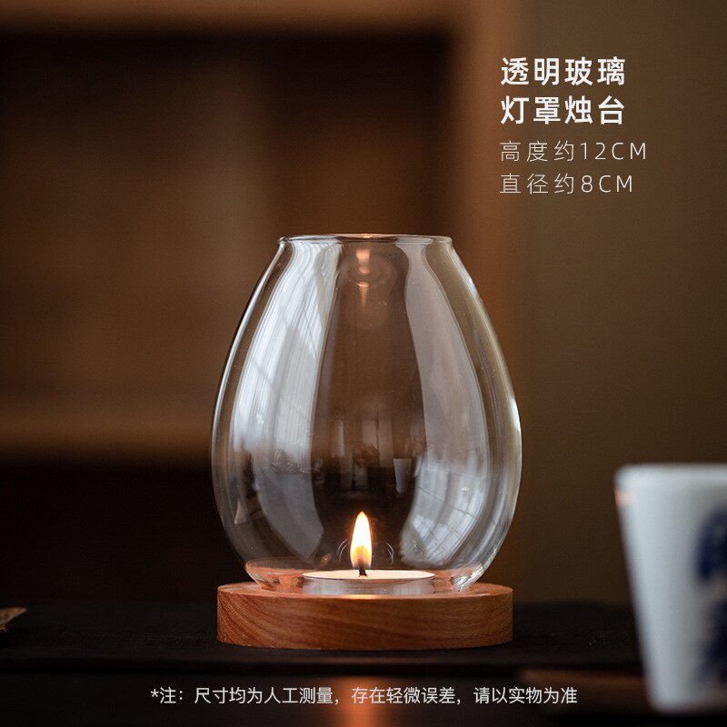 Bougeoir en verre Transparent, couverture de bougie coupe-vent rétro chinois Zen: Transparent