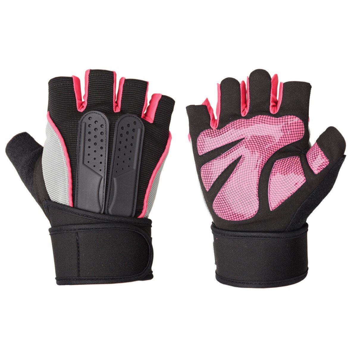 Guantes de entrenamiento para gimnasio para hombre y mujer, guantes de medio dedo para ejercicio físico, antideslizantes, para levantamiento de pesas, transpirables: Rose / XL