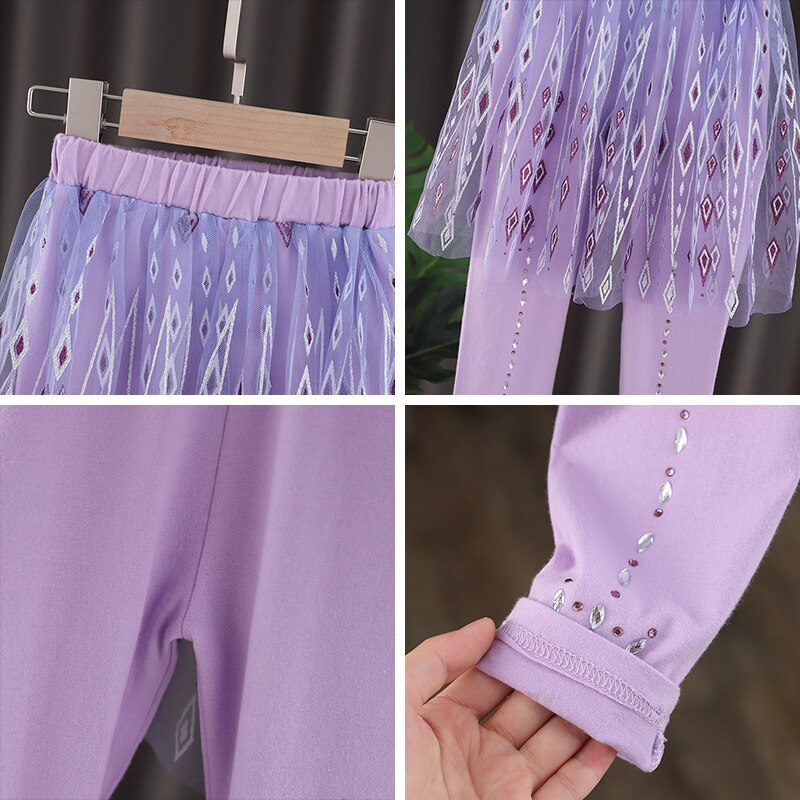 Menoea Baby Girls Leggings Autumn Summer Lace Princess Dress-pants Children Cotton Skirt Trousers Kids Pencil Pants 3-7 Years