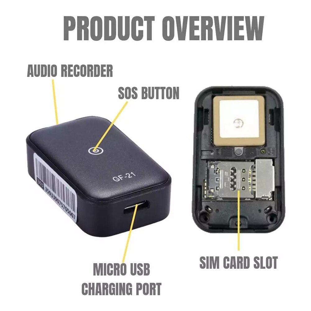 For Android And IOS Car Tracker Li-ion Battery Mini GPS Use SIM Card Black