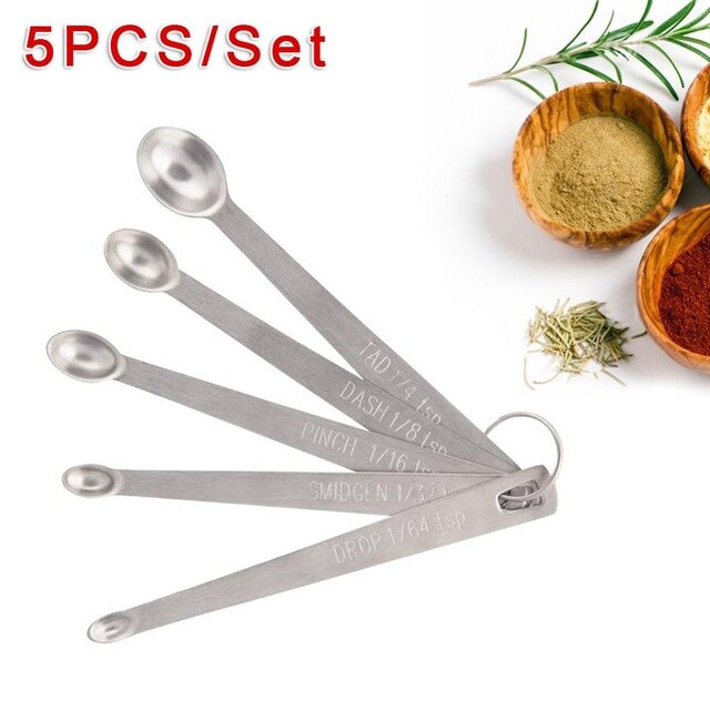 8Pcs/Set Stainless Steel Measuring Cups Spoons Kitchen Baking Cooking Tools Set 4 Spoons+4 Cups Blue Pink Gray Green: 5pcs Mini set
