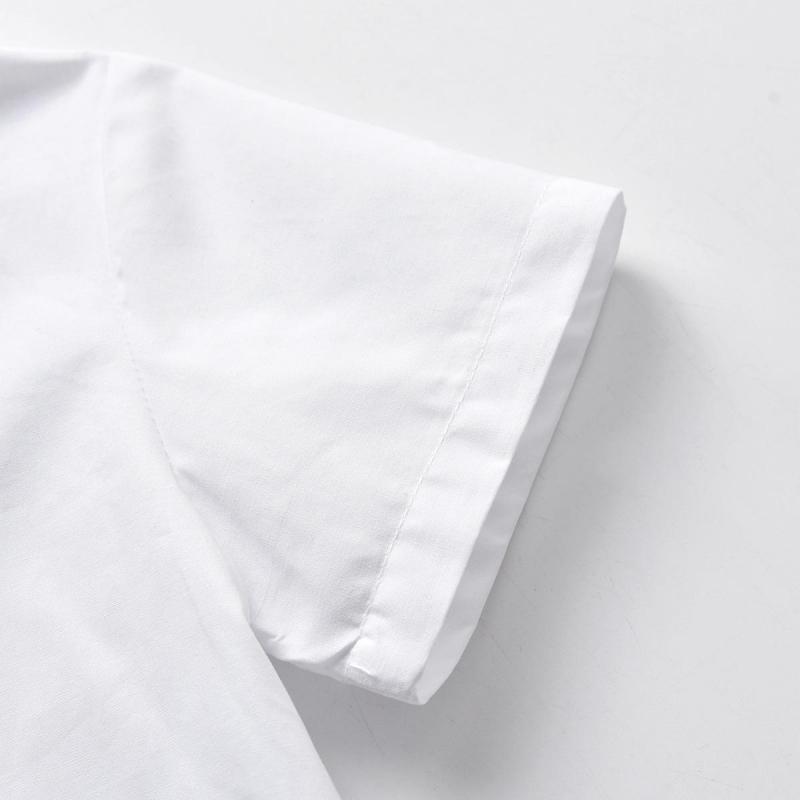 Camisas de manga corta para niños, camisas a rayas con cuello vuelto, camisa blanca con botones para la escuela de verano