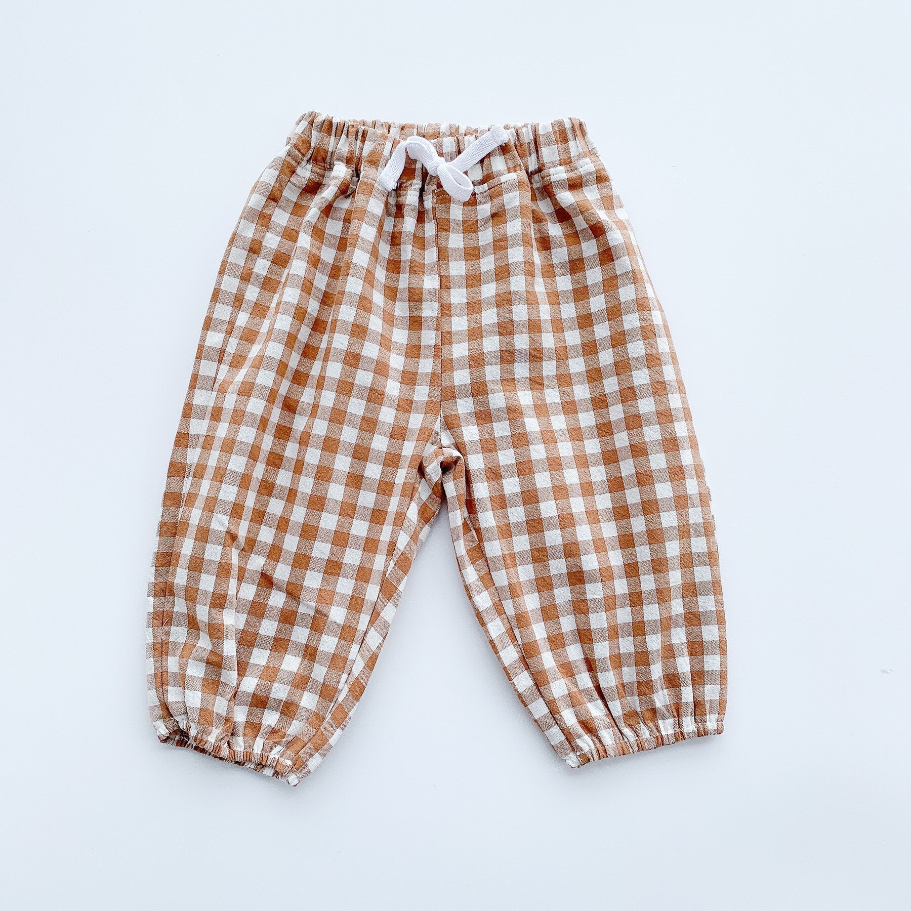 Calças compridas de algodão xadrez de primavera, calças para bebês, meninos e meninas, roupas pretas para bebês: KHAKI / 110(3-4Y)