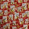 Tela con estampado de gato de la suerte para costura, prenda de tela de algodón con estampado de bronce de 150x100cm, acolchado para Patchwork, Material hecho a mano