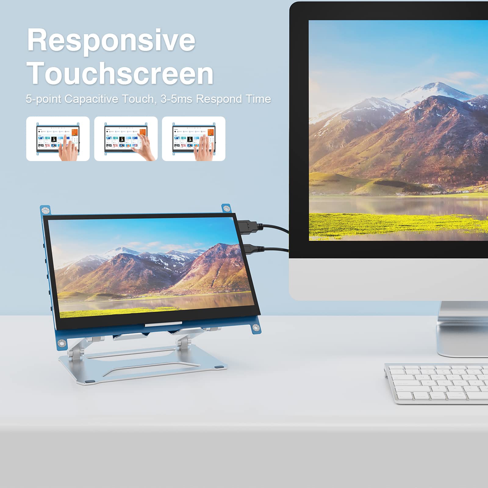 Miktver Raspberry Pi 4/3/B + Display 7 "1024x600 Drive Gratis Capacitief Touchscreen Panel Geen Case Mini HDMI Monitor Voor Win 10/8/7