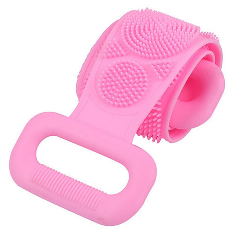 Toalla de fregado de silicona larga, cepillo para masajes de baño, Spa para frotar el barro, herramienta de exfoliación corporal, 8 estilos a elegir: candy pink