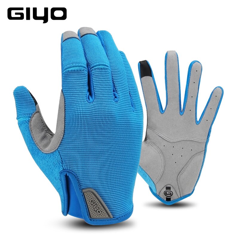 GIYO Winter Sport Cycling Gloves Fishing Gym Bike Gloves MTB Full Finger Cycling Gloves For Bicycle Male Women guantes ciclismo: Blue / S