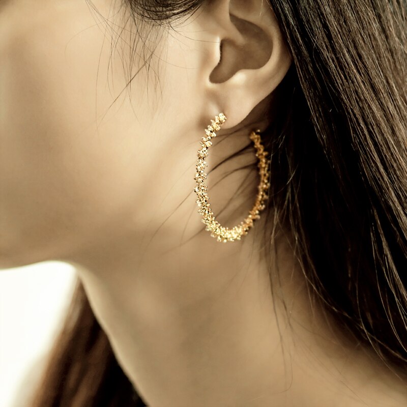 BICUX Vintage Earrings For Women Gold Round C Geometric Statement Earring Metal Earring Hanging Jewelry