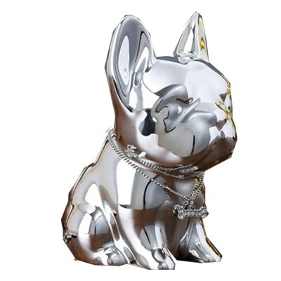 Coffre-fort discret, coffret en résine bouledogue tirelire, grande boîte à pièces pour pièces de monnaie, maison mignon, chiot, pour enfants: Silver Grey