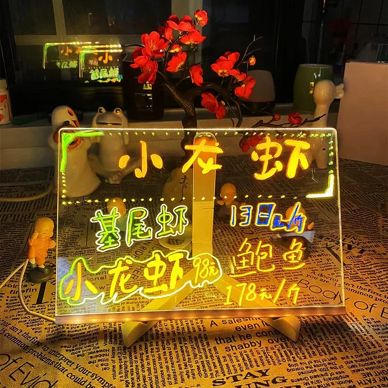 Löschbare, transparente, leuchtende Schreibtafel aus Acryl, LED-Leuchtstofftafel, Handschrifttafel, grenzüberschreitend: Apfel Goldene