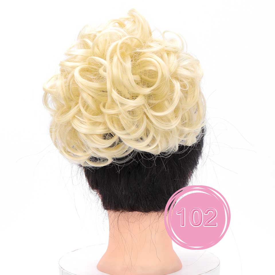 WTB-moño rizado corto para mujer, moño sintético resistente al calor con banda de goma, extensión de cabello, Donut: NC/4HL