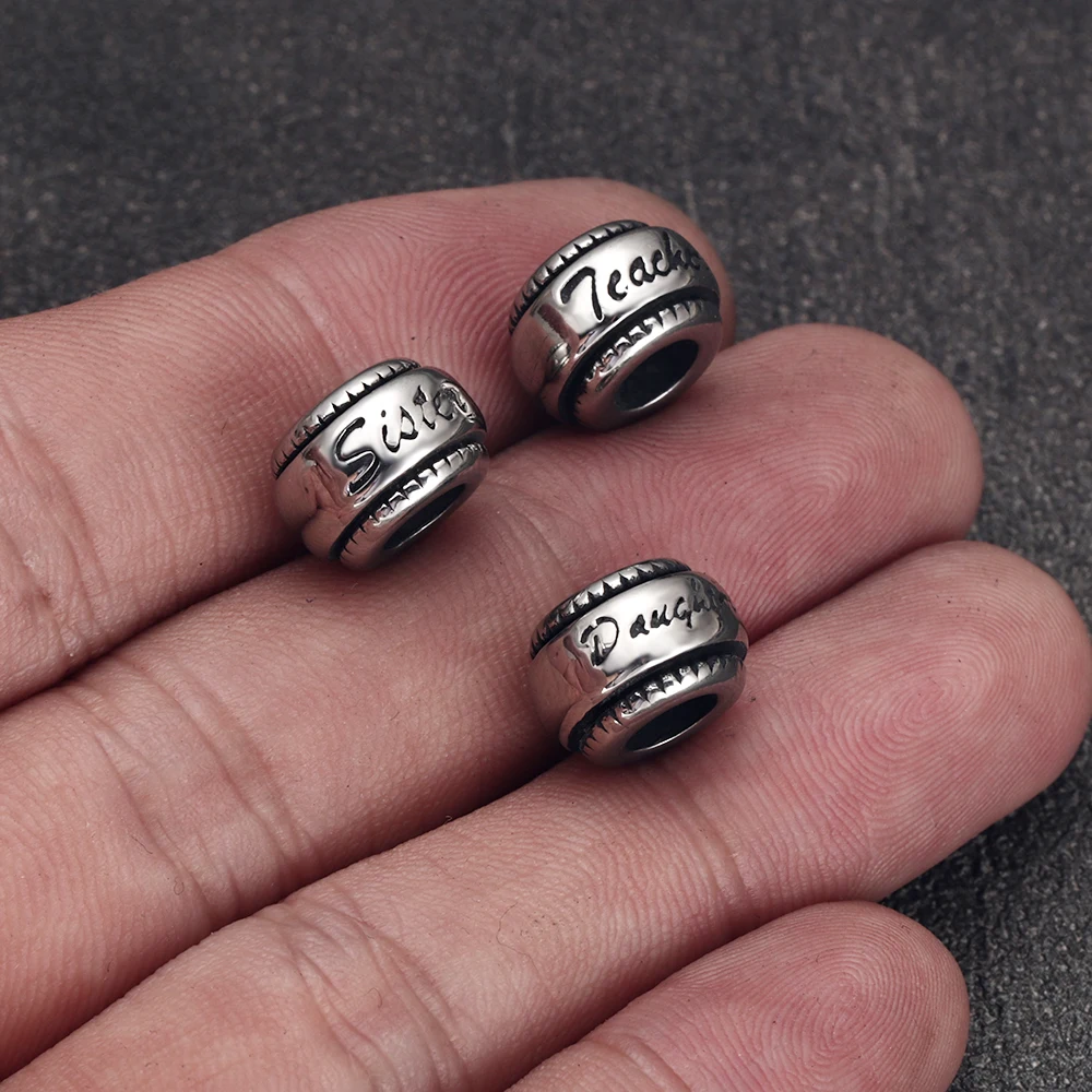 Perline Eruopean in acciaio inossidabile 5mm fori cursori incantesimi per padella serpente catena bracciale creazione di gioielli accessori fai da te