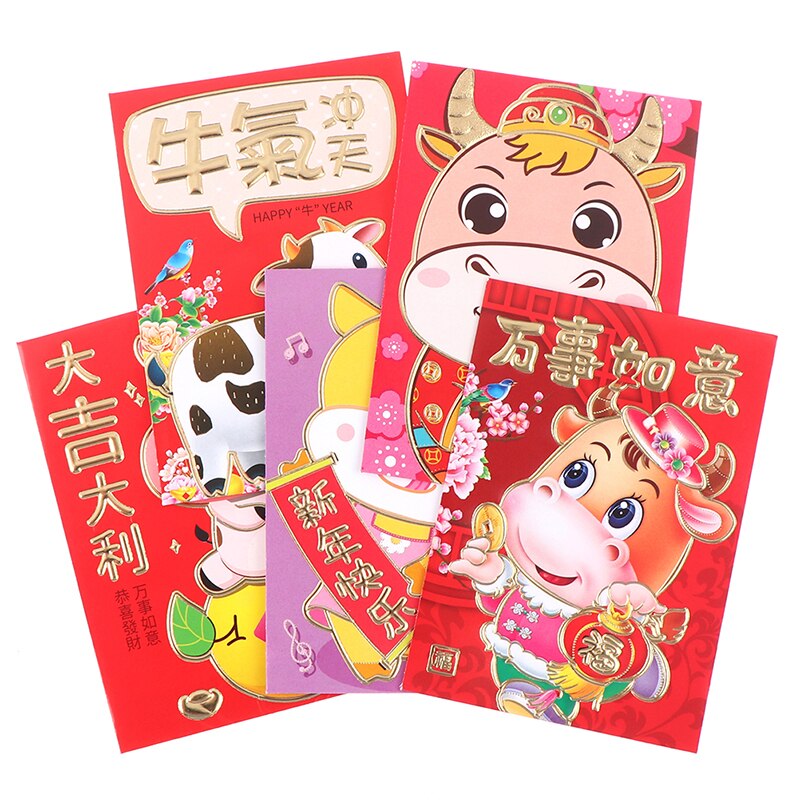 6 Stuks Chinese Rode Envelop Creatieve Hongbao Jaar Lente Festival Verjaardag Trouwen Rode Envelop