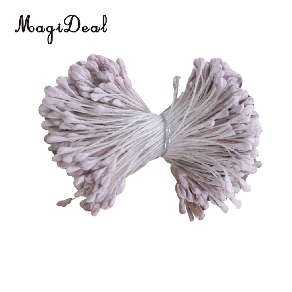 720 Pcs 6 Cm Kunstmatige Double Heads Bloem Meeldraden Stamper Voor Diy Bruiloft Bloem Bal Beige Paars