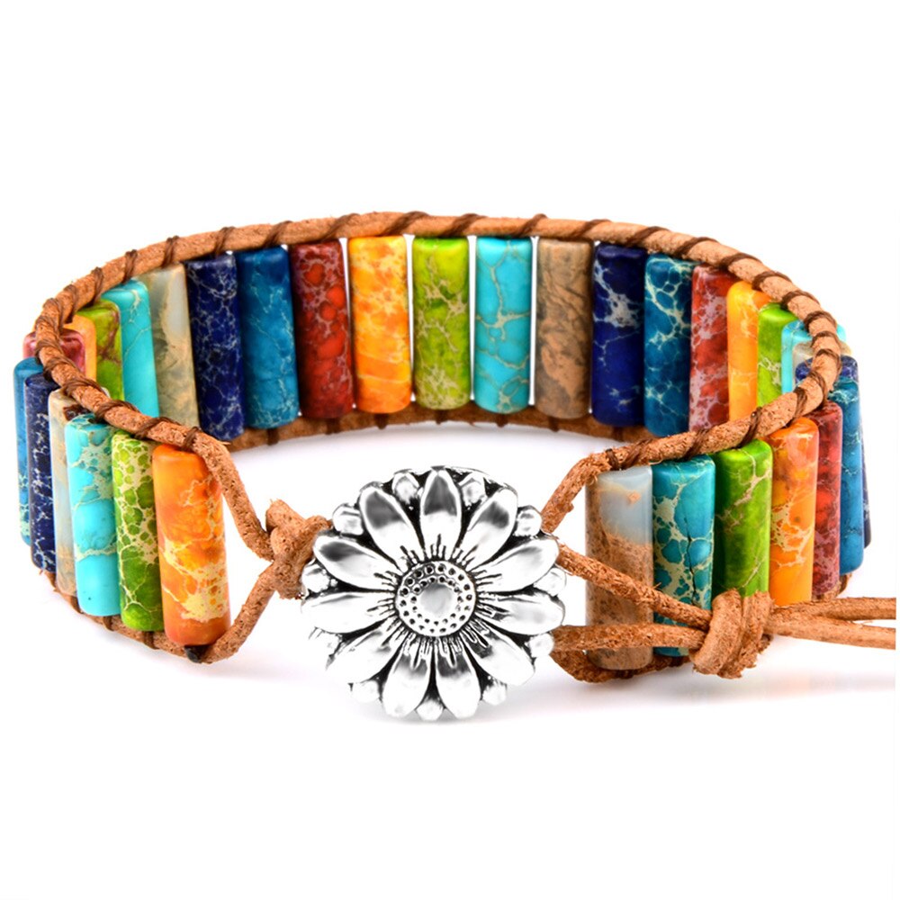 Chanfar Stijl Multicolor Natuurlijke Gem Lederen Tibetaanse Gypsy Kralen Verstelbare Armband Voor Mannen En Vrouwen: Multicolor 1