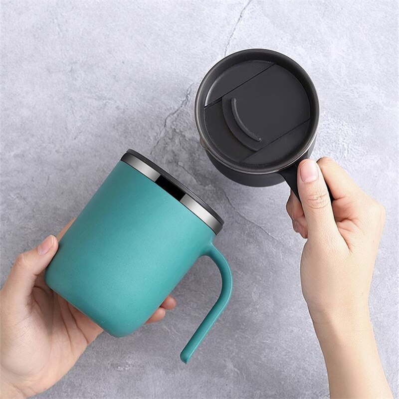 400Ml Koffie Mok 304 Rvs Isoleren Warmte 100% Lekvrij Melk Cup Met Deksel Keuken Drinkware Ontbijt Thee Mok J451