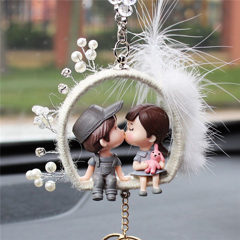 Suspension de baiser pour enfant | Pendentif de voiture, ornements mignons de dessin animé pour rétroviseur, tentures de rétroviseur, garniture pendante, de décoration intérieure d'automobiles
