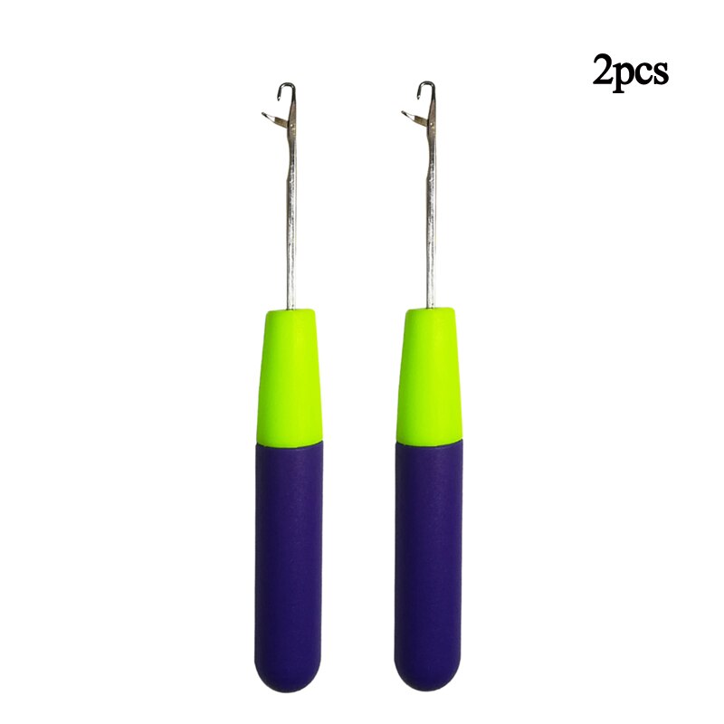 Hook Crochet Needle For Synthetic Hair Extension Tool And Making Jumbo Senegalese Twist Micro Braids Wigs: Purple 2pcs