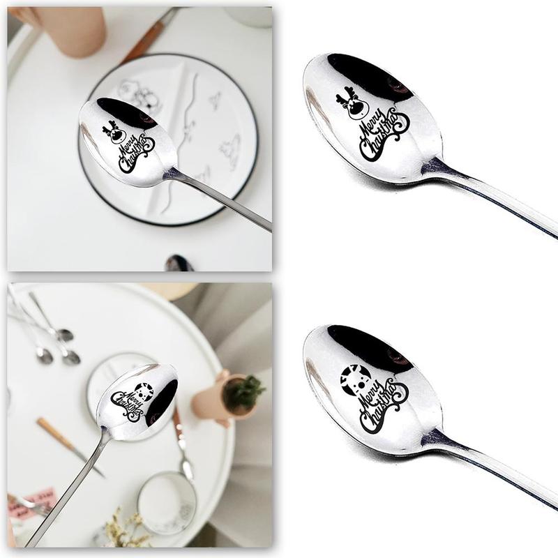 Year Metal Merry Christmas Spoons Xmas Party Tableware Ornaments Christmas Decorations for Home Table Navidad Noel