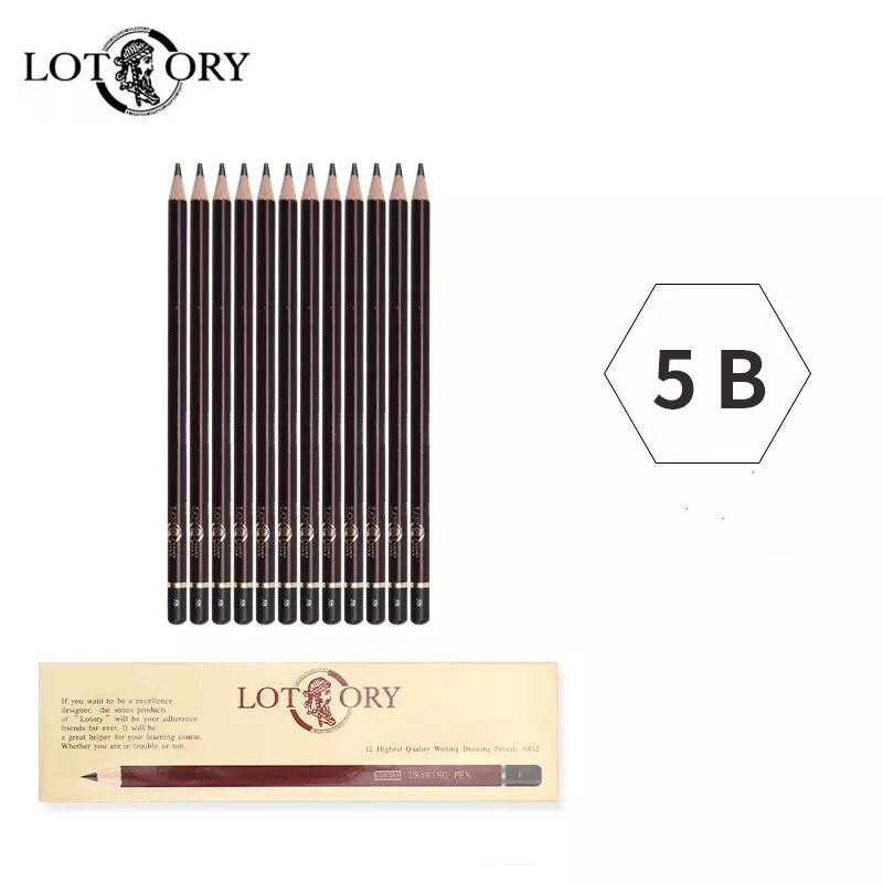 Lotory 12Pcs Drawing Pencils Set Wooden Sketch Graphite Pencil HB/B/2B/8B/12B Simple Pencil For School Office Stationery Crayon: 5B