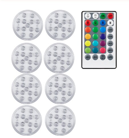 28key RF remote distance 50m Magnetic Submersible 13 Led RGB Light with Suction Cup for Fountain Pool Underwater Night Lamp: 1 controller 8 light