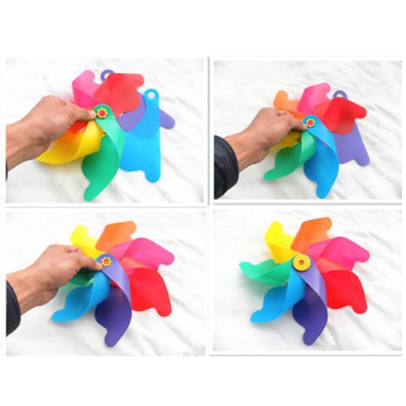 10Pcs Wooden Stick Pinwheels,Windmill Party Pinwheels DIY Pinwheels Set for Kids Toy Garden Lawn Party Decor