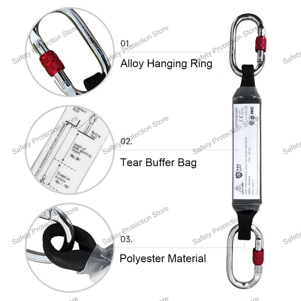 Sicherheitsgurt Lanyard Stoßdämpfer Große Höhe Arbeit Absturzsicherung Sicherheitsgurt Seil Puffertasche Klettern Schutzgurt