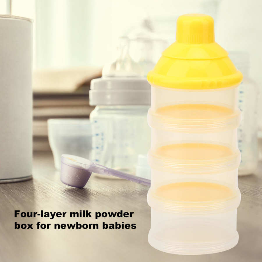 Baby Milk Powder Dispenser 2pcs 4 Layers Infant Milk Container Infant Four Grid Feeding Food Box Portable Formula Dispenser Box