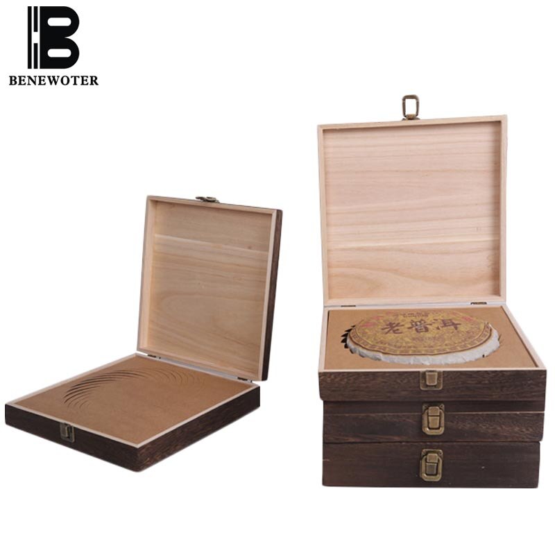Caja cuadrada de almacenamiento de madera Vintage, cajas de té, organizador de estilo Concha, soporte para sellado de alimentos, decoración para el hogar, caja de de dulces de madera