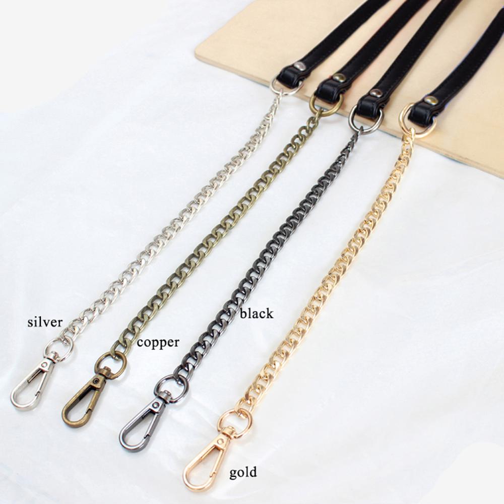 120cm PU Leather Gold Metal Chain Shoulder Bag Strap Buckle Handle DIY Repalcement Solid Handbag Bag Accessories Correa Bolso: Black 1