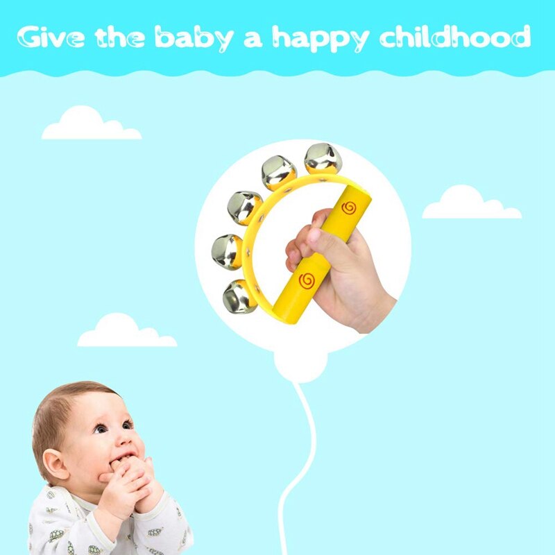 10 pièces couleur vive Jingle cloches traîneau cloches Instrument sur manche en bois pour bébé enfants enfants jouets musicaux