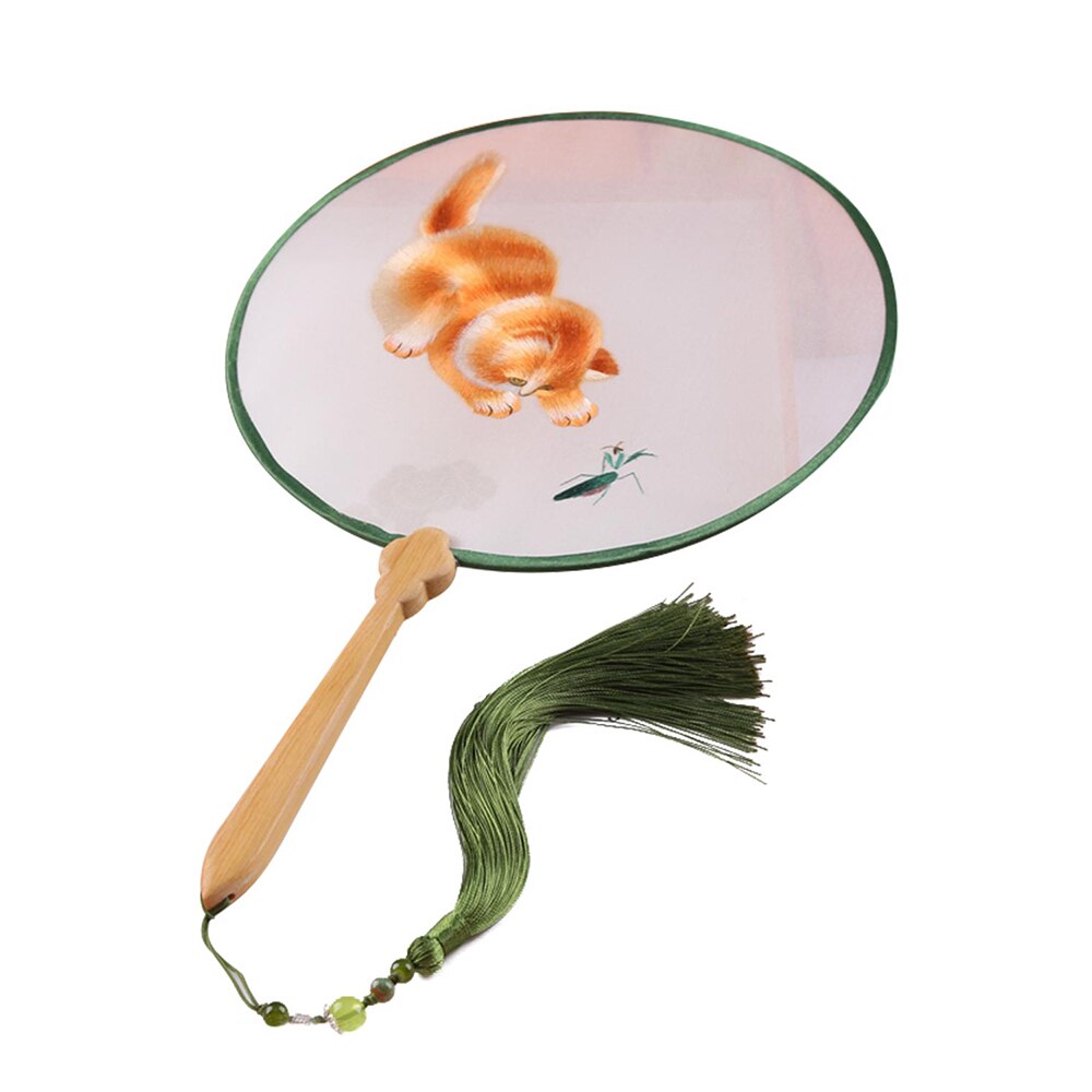 Intangible cultural Chinese Silk Fan Handmade Suzhou Embroidery Fan Double-sided Embroidery Fan Series With Box: color 6