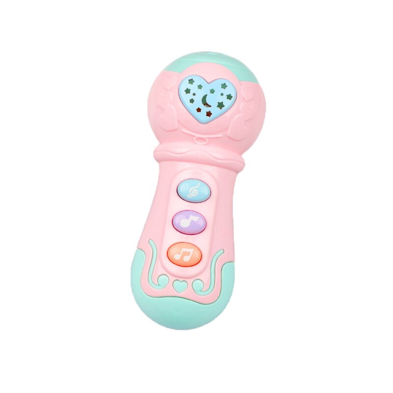 Kleurrijke Projectie Muzikale Baby Rammelaars Speelgoed Knipperende Hand Bells Baby Speelgoed Zuigeling Digitale Grafische Cognitie Educatief Speelgoed: Pink music mike