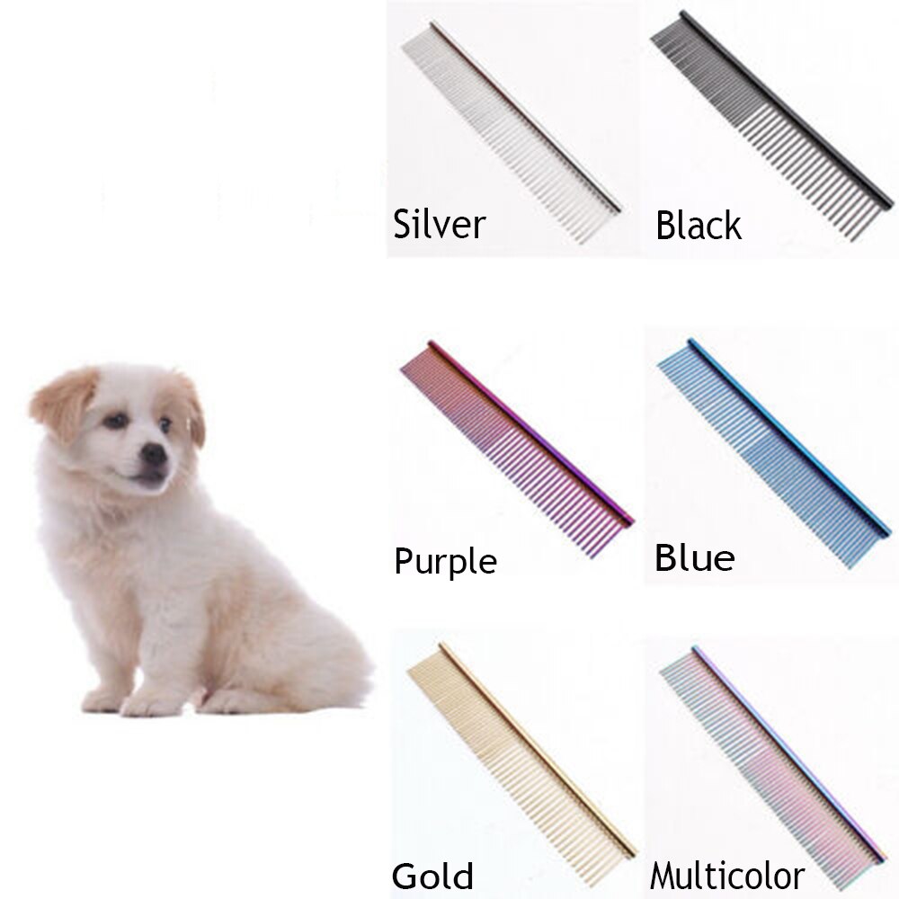 1PC Multicolor Pet Dog Cat Hair Comb Metal Double Row Brush Grooming Hair Steel Comb Beauty Cleaning Supplies
