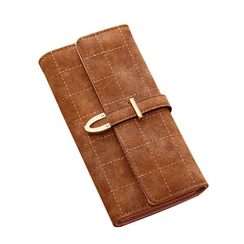 Nova carteira feminina de couro pu, bolsa feminina, porta-cartão de identificação, grande capacidade, de alta qualidade: Style 2  Brown