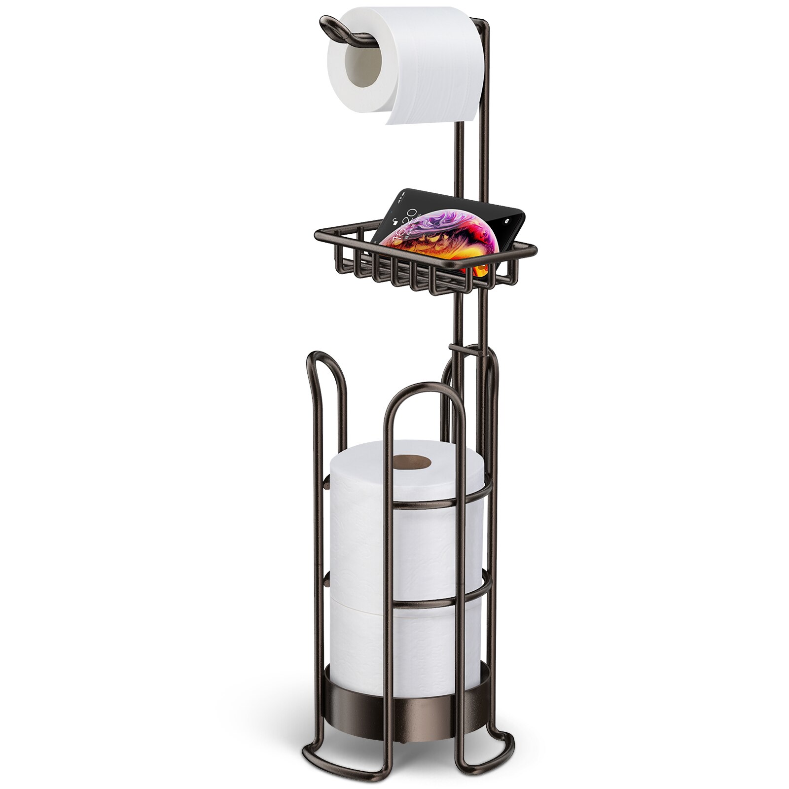 1pc holdbart toiletpapirholder stående håndklæde papirrulle tissue hylde rack badeværelse køkken opbevaring arrangør: Default Title