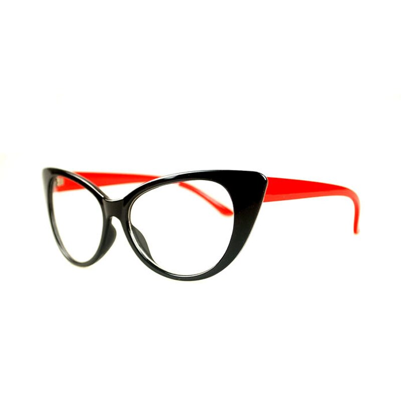 Olnylo retro cat eye brilmontuur met heldere lenzen, merk voor dames met blue-ray optische brilmontuur, bijziendheidslens, damesmontuur met gewone bril: T2