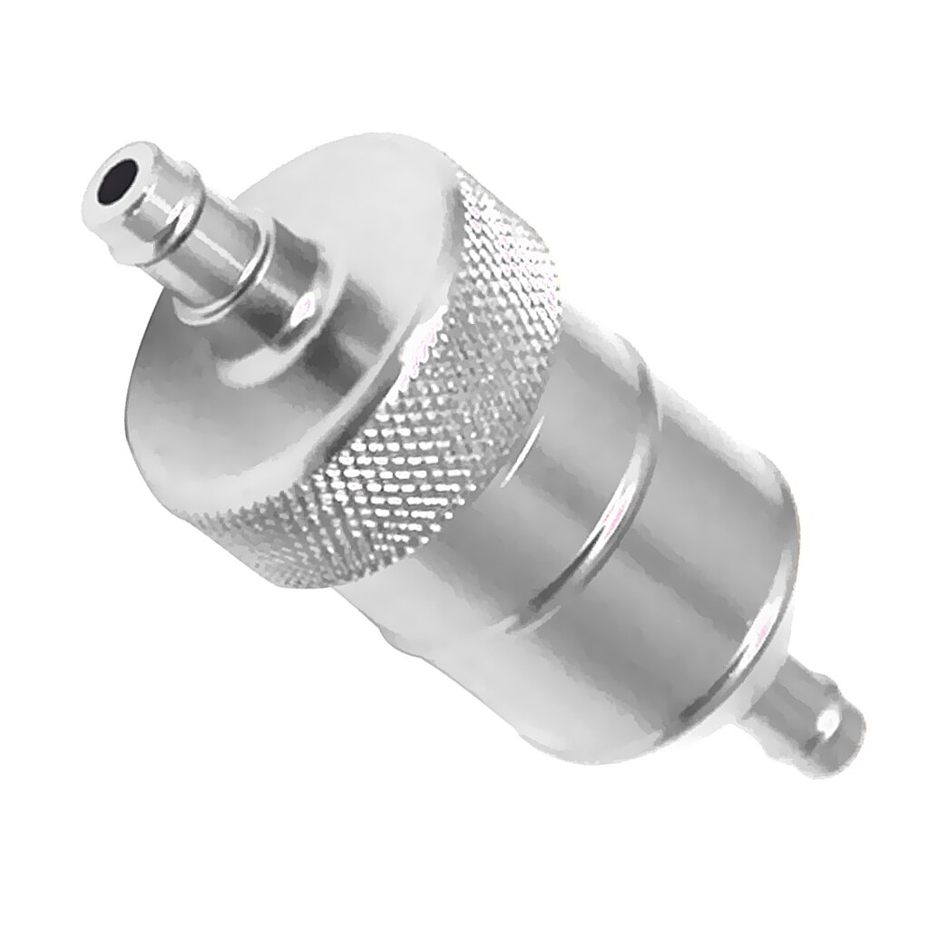 8mm 5/16'' Universal Chrome Aluminum Fuel Filter Car Petrol Diesel Inline aluminum inline fuel filter: Silver