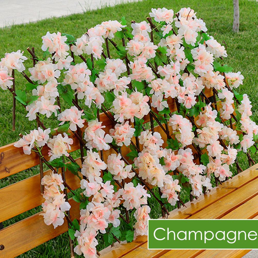 Trädgårdsstaket pilhäck med konstgjorda blommor trädgårdsdekoration screening expanderande espalier sekretessskärm