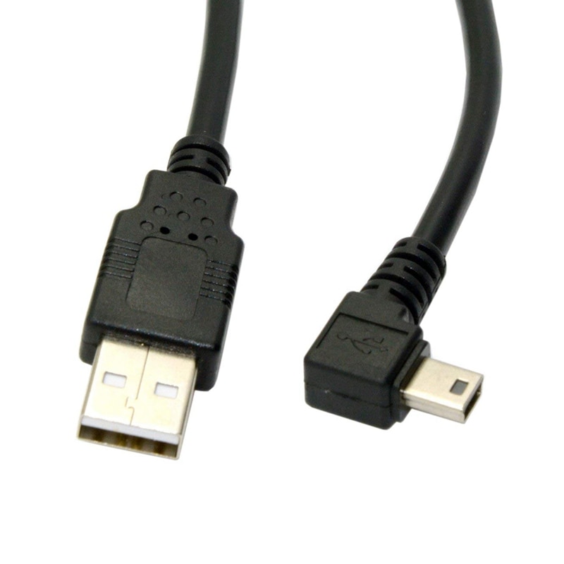 Cable de datos Mini usb 1,8 m Cable Mini USB B Tipo 5 pines macho 90 grados izquierdo acodado a USB 2,0 macho Color negro