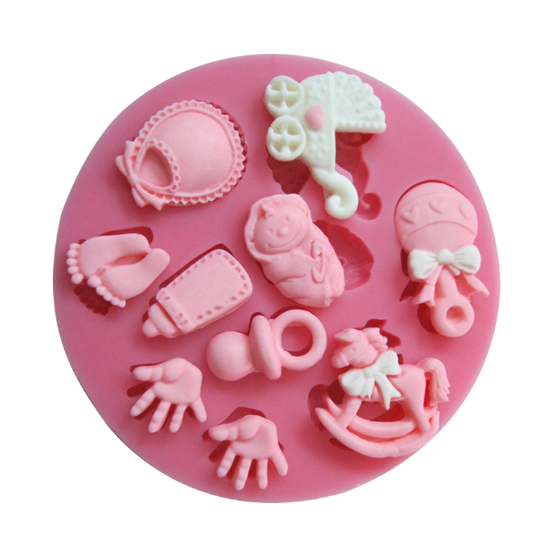 Baby Fles Trojan Siliconen Fondant Bakvorm Diy Cake Decorating Polymer Klei Hars Candy Cake Super Sculpey