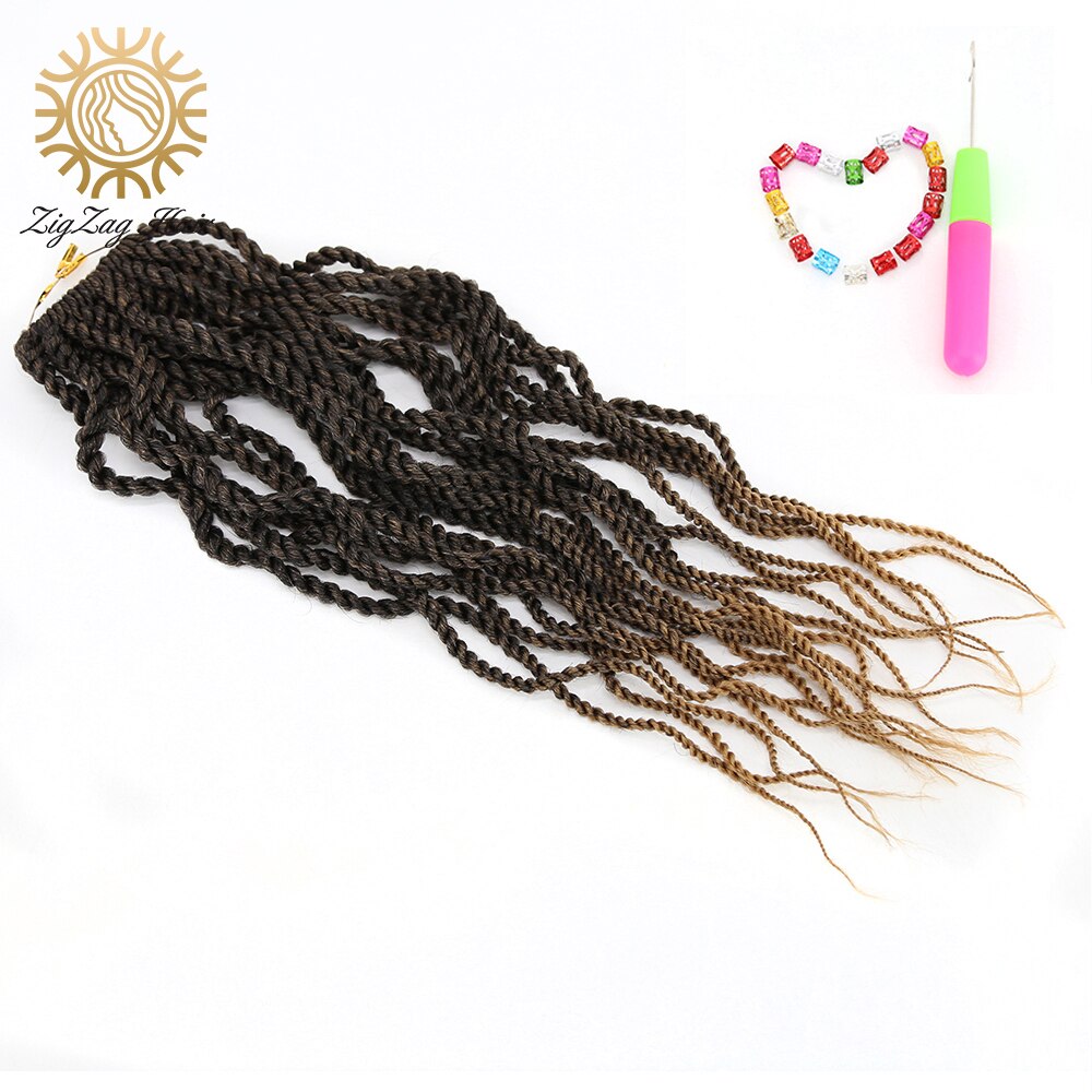 Ziguezague ondulado senegalês torção crochê tranças de cabelo 6 pacotes pré-loop torção tranças de crochê para women18inch preto torção trançado peruca