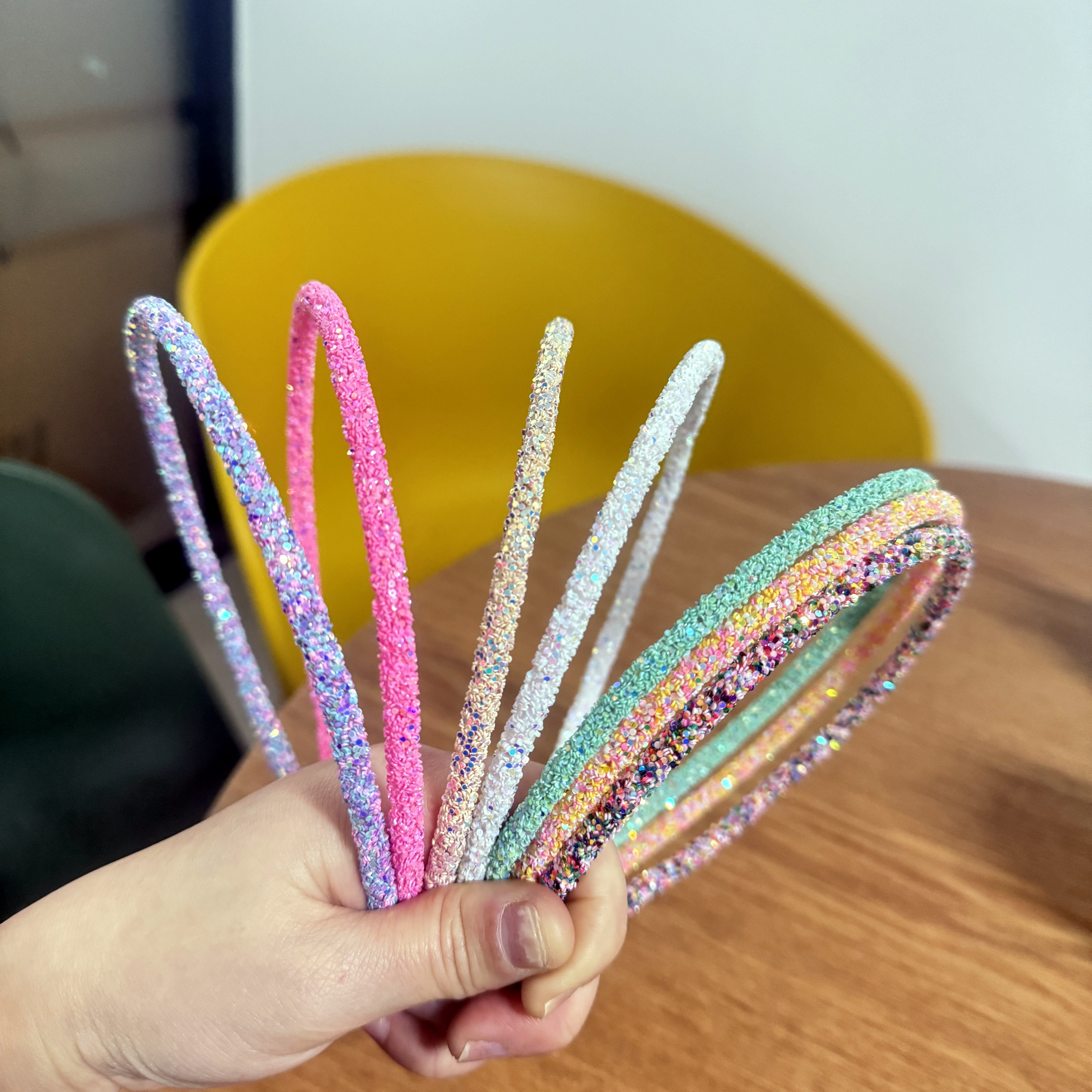 7 Uds. Diademas bonitas con forma de estrella y purpurina, diademas brillantes para niñas, diademas bonitas para niñas, decoración para fiestas, accesorios para el cabello: Gris