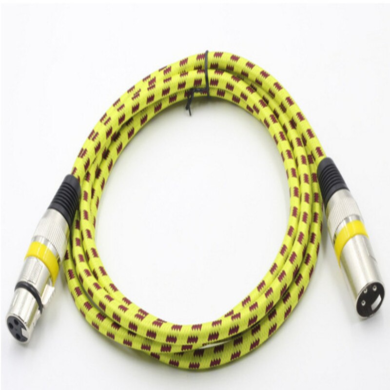 XLR Cable 3 pin Male To Female Adapters XLR Extension Cables Aux Jack For Microphone Mixer Amplifier Audio Cable: Yellow Red Net / 2m